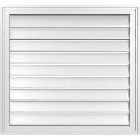 Ekena Millwork Vertical Surface Mount PVC Gable Vent: Functional, w/ 2"W x 1-1/2"P Brickmould Frame, 30"W x 28"H GVPVE30X2802SF